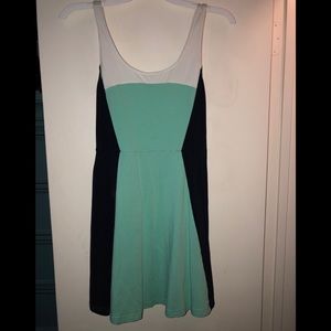 Blue, navy, and white dress